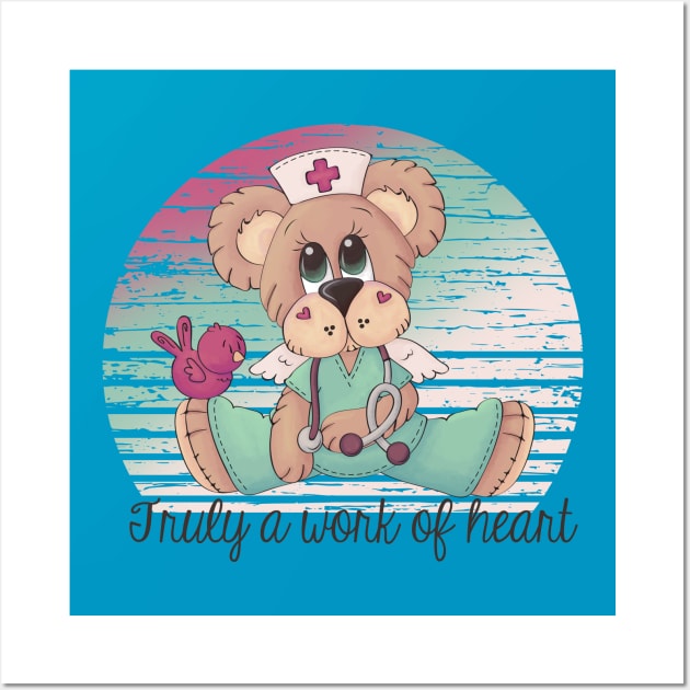 Nurse Teddy Bear Angel - Truly a work of heart Wall Art by Imp's Dog House